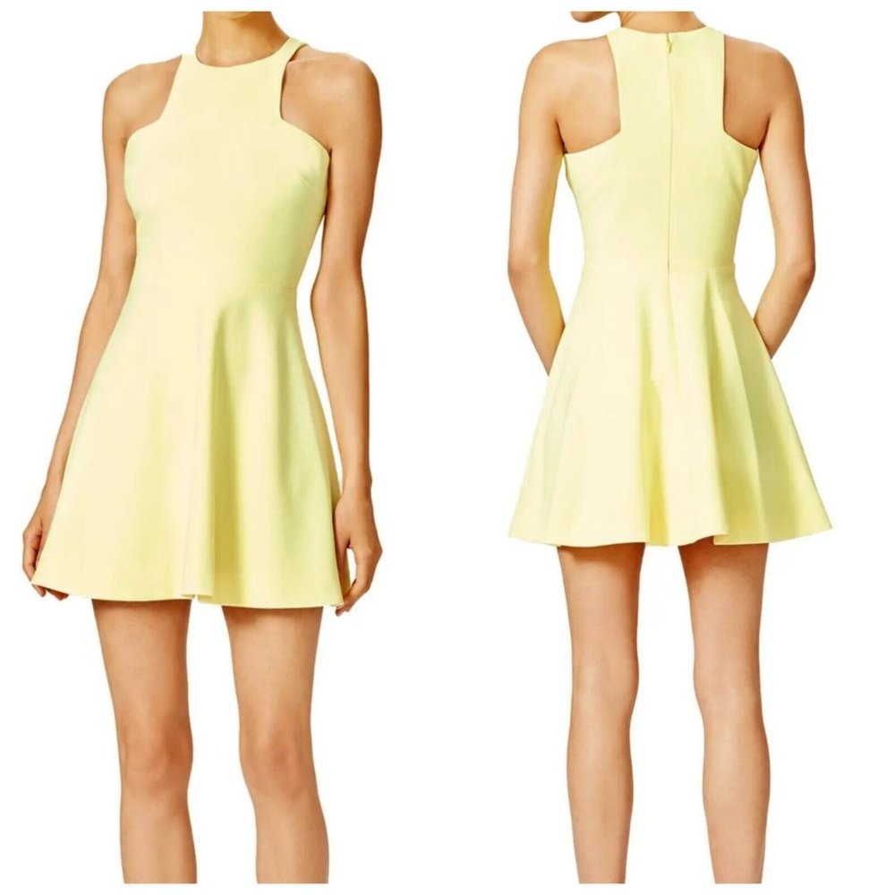 Elizabeth and James 4 Clarissa Yellow Ponte Fit Flare Skater Mini Cocktail Dress